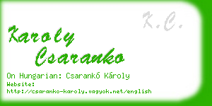 karoly csaranko business card